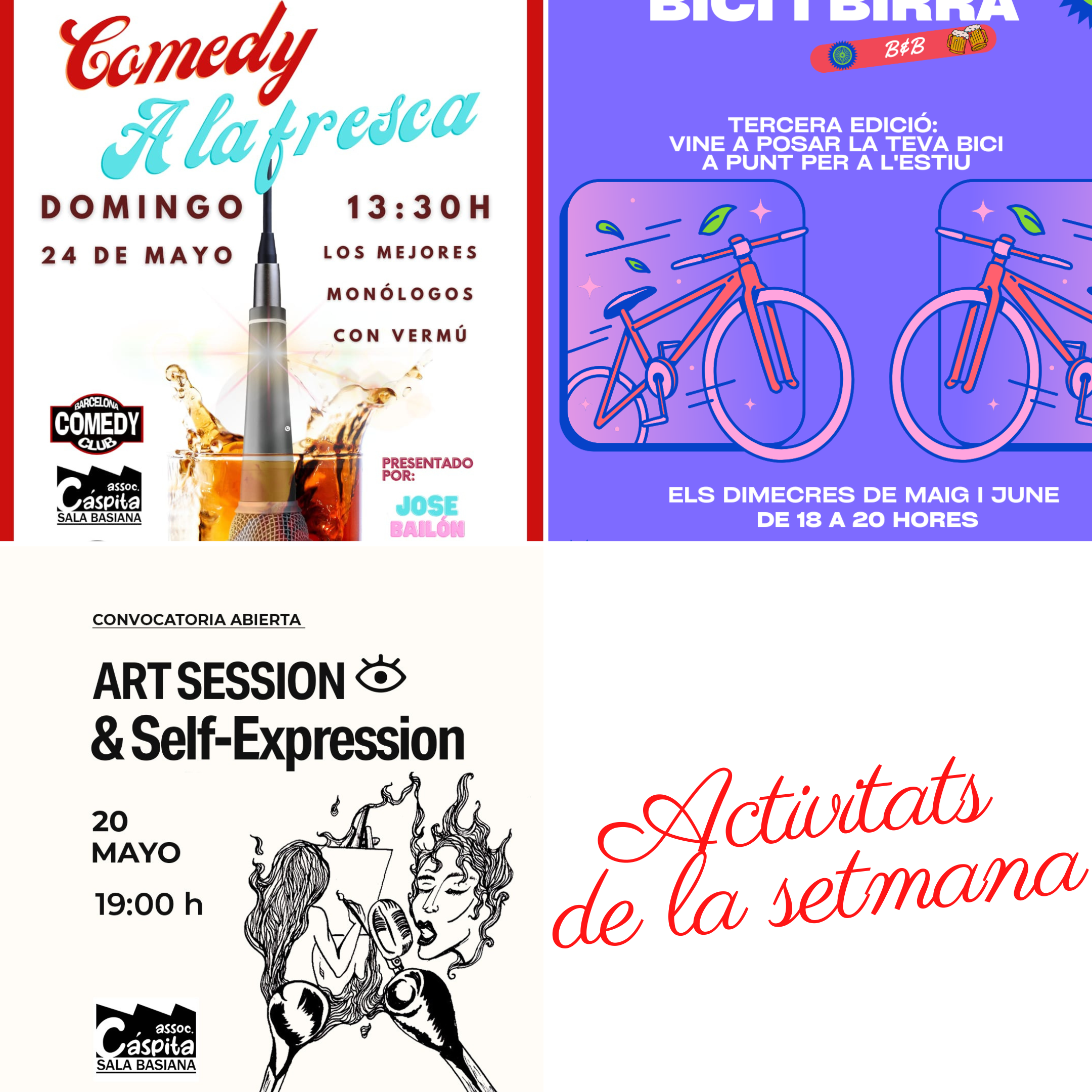 Activitats de la setmana: inauguracio expo, taller bicis i comedia