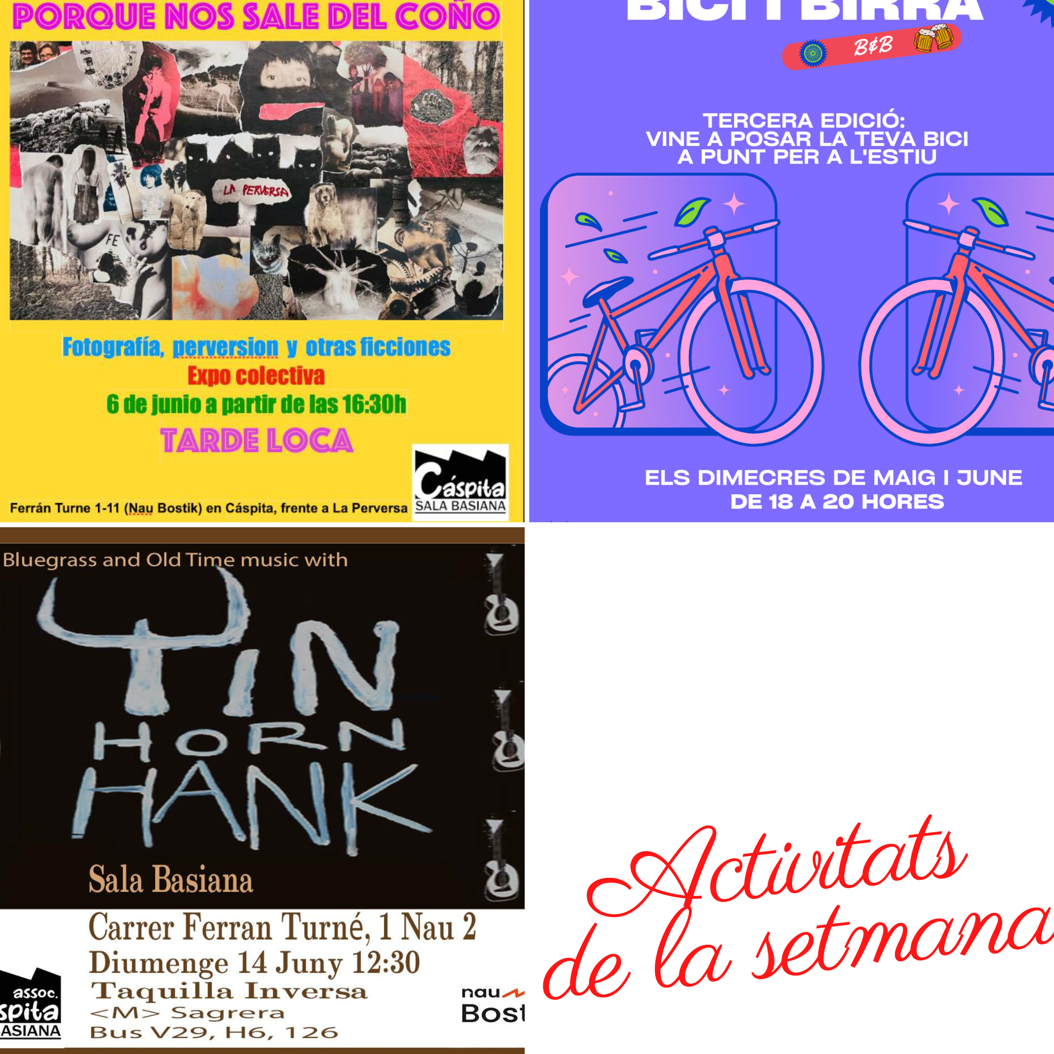 Activitats de la setmana: expo la perversa taller bicis concert Tin Horn