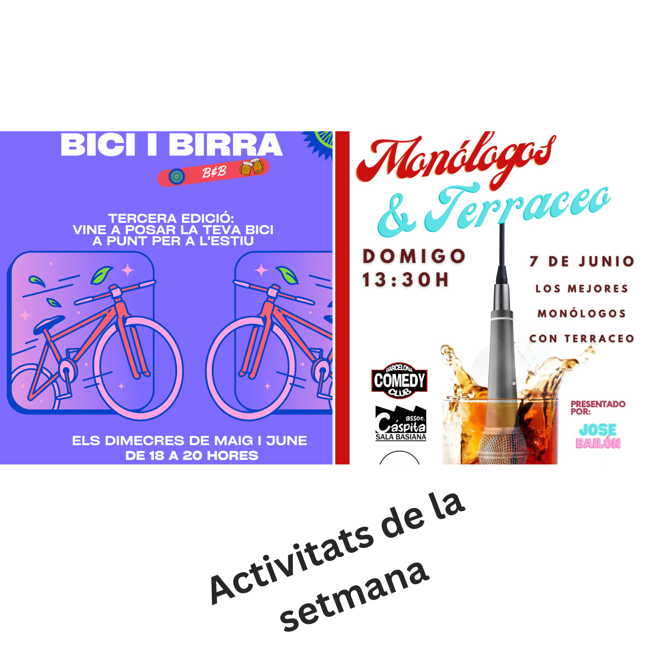 Activitats de la setmana: taller bicis i monòlegs